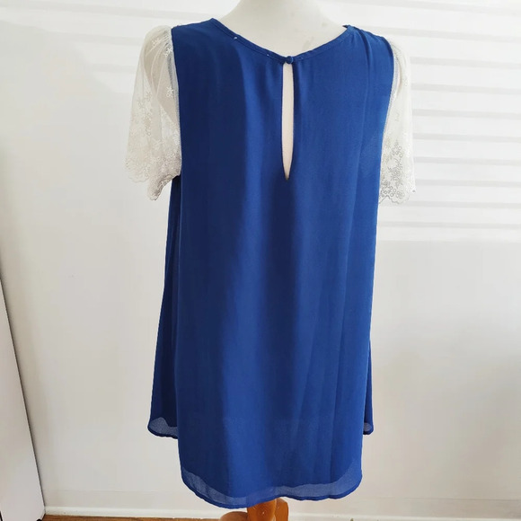 Umgee Dress Turquoise Blue Lace Sleeves / Size Small - Picture 5 of 6